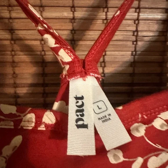 Pact Organic: Elegant Red Floral Midi Dress - Picture 6 of 6